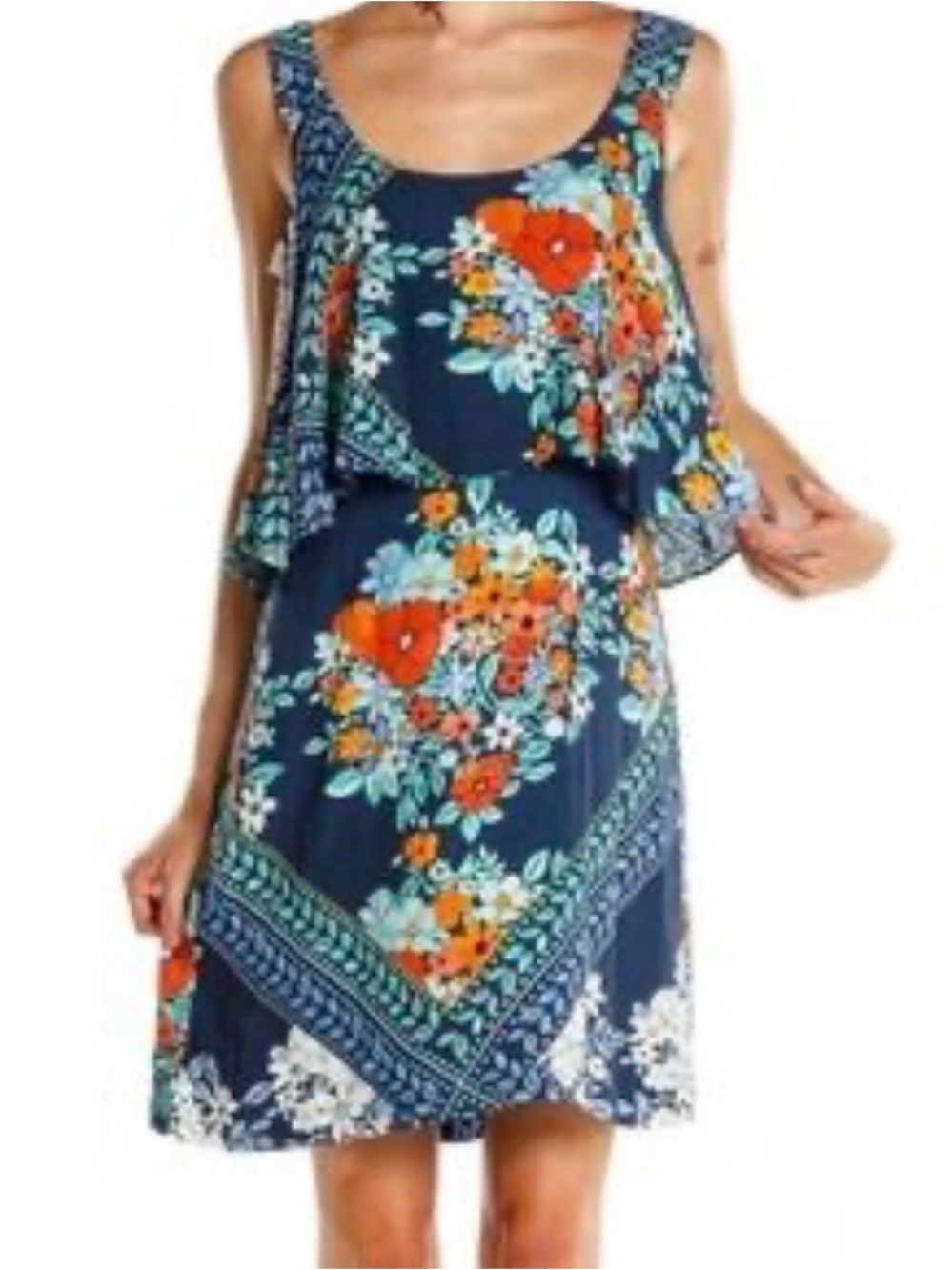 Anthropologie Maeve Tisana Blue Floral Watercolor Mini Dress Size 4 - Picture 1 of 7